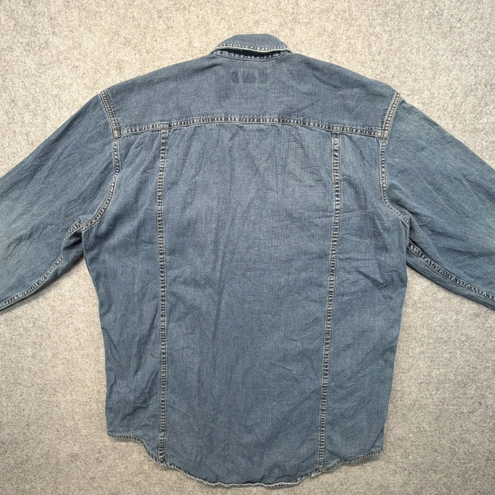 Vintage Banana Republic Men's Button Up Denim Shirt Size Medium Western 90s